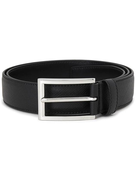 Saffiano Polished Buckle Belt Black - PRADA - BALAAN 2