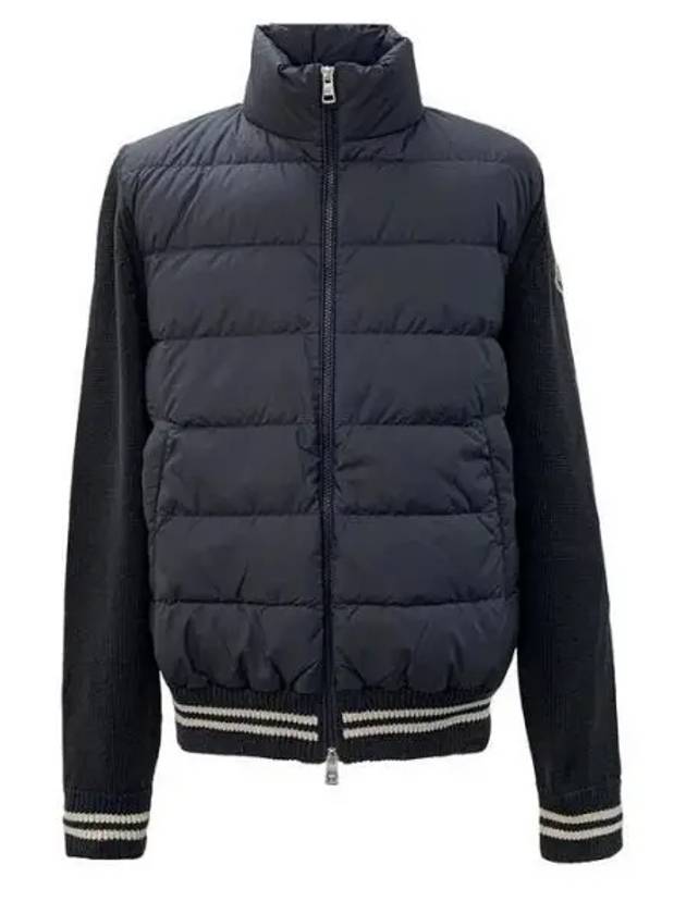 Logo Patch Padded Cardigan Navy - MONCLER - BALAAN 2