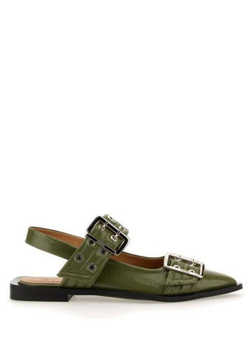 Feminine Buckle Slingback Strap Flat Kalamata - GANNI - BALAAN 1