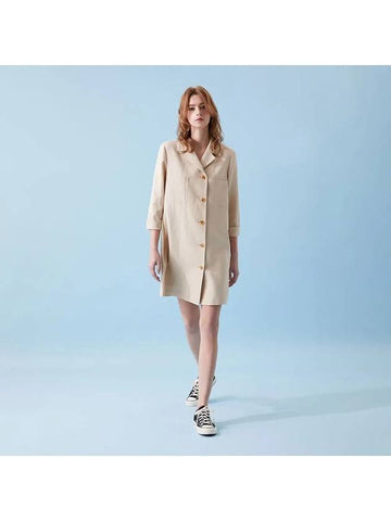 Linen long jacket mini dress beige 021B - VOYONN - BALAAN 1