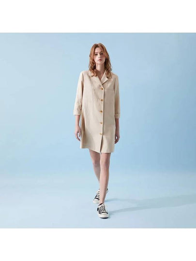 Linen long jacket mini dress beige 021B - VOYONN - BALAAN 2