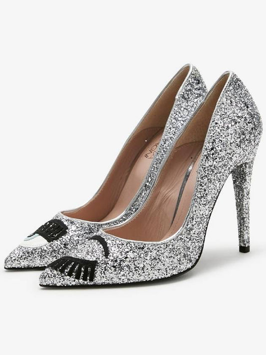 Women Makeup Glitter Silver High Heels CF632 - CHIARA FERRAGNI - BALAAN 1