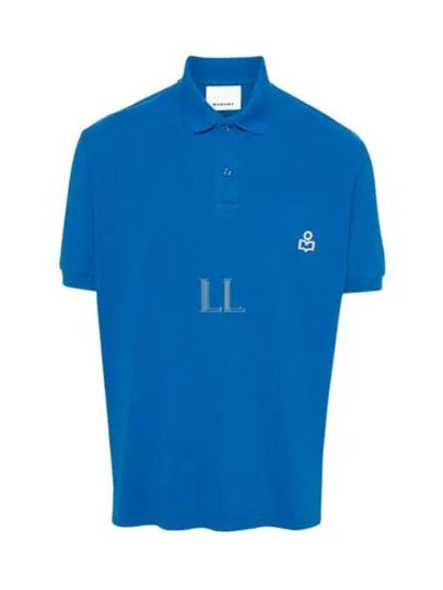 Afko Logo Cotton Polo Shirt Blue - ISABEL MARANT - BALAAN 2