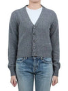 Embroidered Heart Logo Cashmere Cardigan Heather Grey - AMI - BALAAN 2