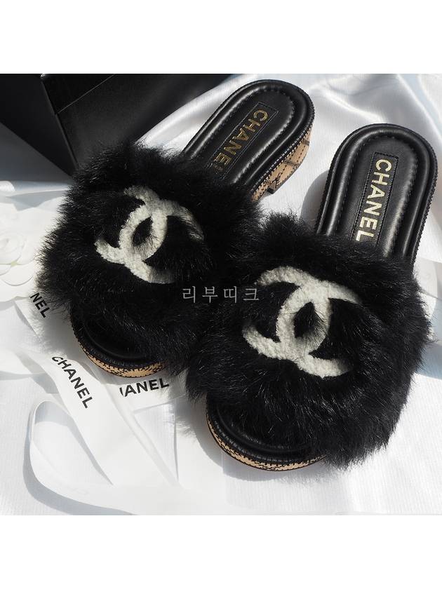 shirring lambskin mule sandals black - CHANEL - BALAAN.