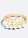 Petit CD Ring Gold Finish Metal White Resin Pearl - DIOR - BALAAN 3