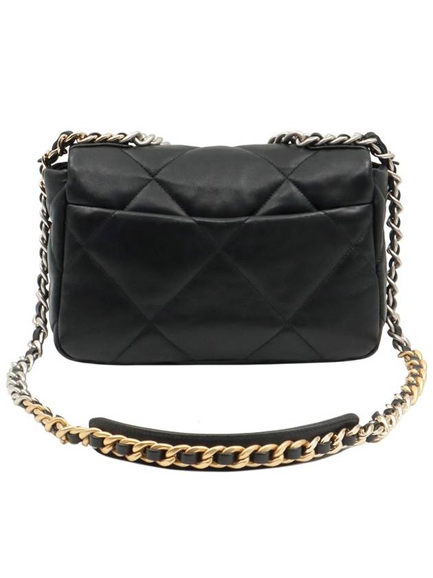 Black Lambskin Silver Gold Metal 19 Small Flap Shoulder Bag AS1160 - CHANEL - BALAAN 3