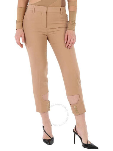 Burberry Ladies Dark Biscuit Cut-Out Detail Tailored Trousers, Brand Size 4 (US Size 2) - BURBERRY - BALAAN 1