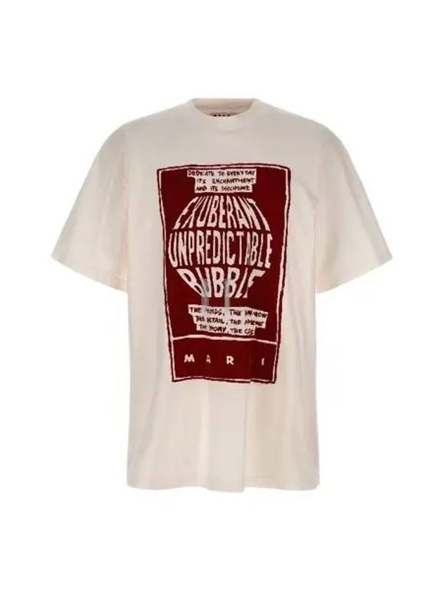 Slogan Print Short Sleeve T-Shirt White - MARNI - BALAAN 2