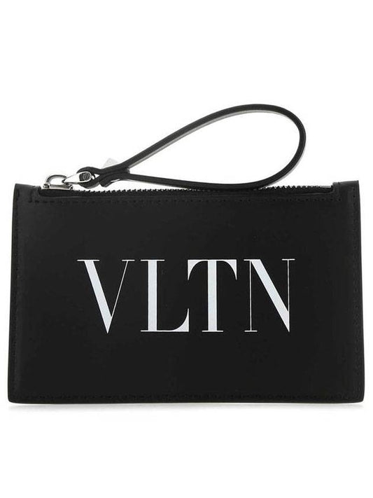 logo zipper card wallet black - VALENTINO - BALAAN.