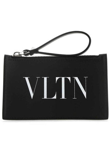 Logo Zipper Card Wallet Black - VALENTINO - BALAAN 1