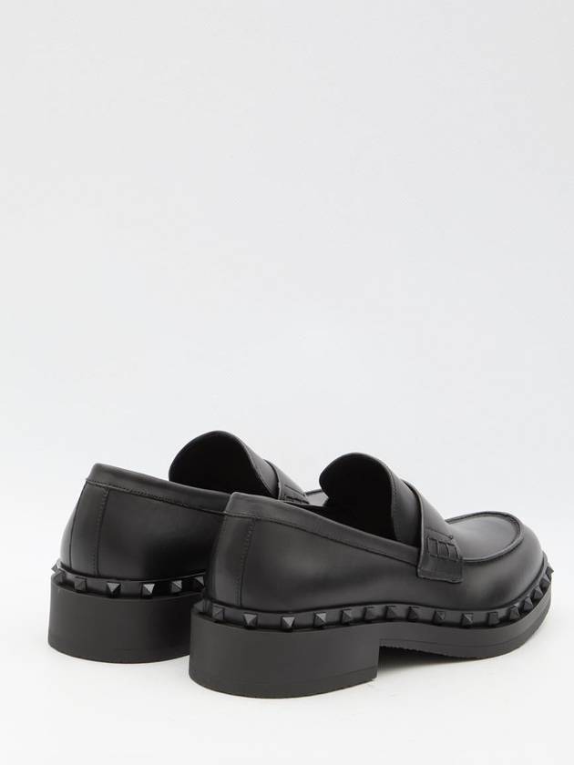 Rock Stud Leather Loafers Black - VALENTINO - BALAAN 4