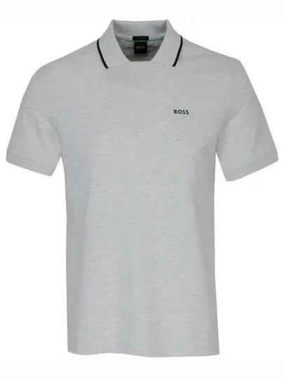 Logo Print Cotton Polo Shirt Grey - HUGO BOSS - BALAAN 2