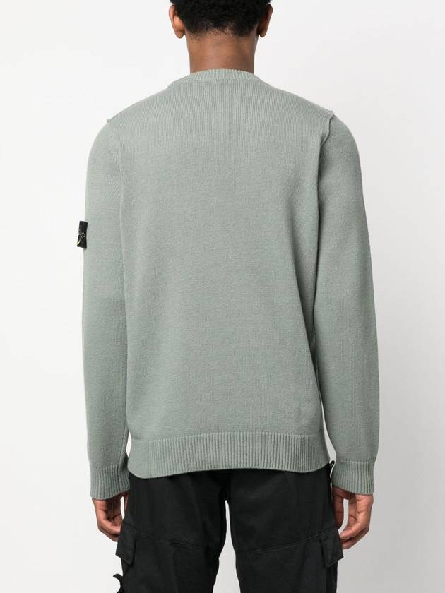 Logo Patch Crew Neck Wool Knit Top Grey - STONE ISLAND - BALAAN 5