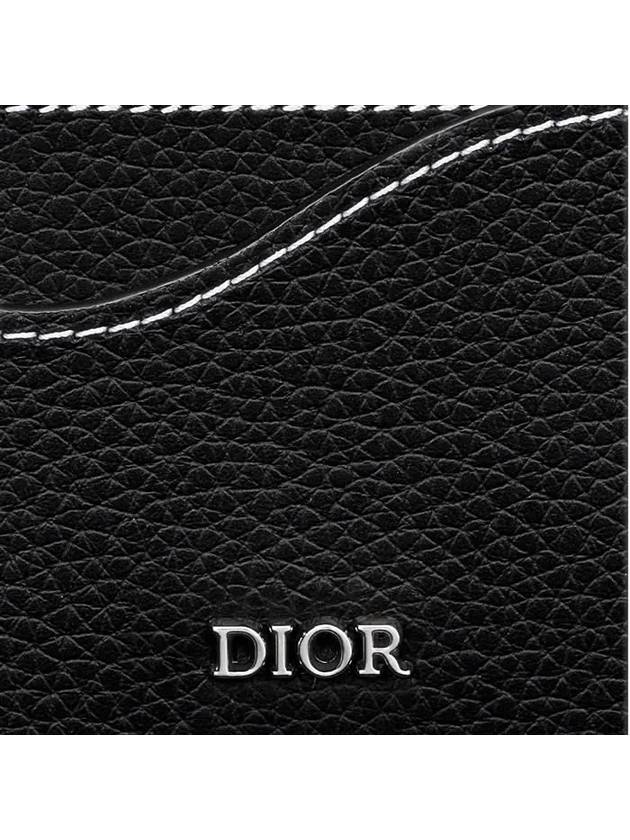 Saddle Grain Leather Card Wallet Black - DIOR - BALAAN 3