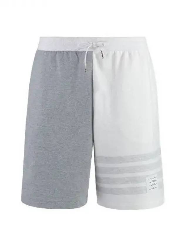 4 Bar Stripe Fun Mix Shorts White Grey - THOM BROWNE - BALAAN 2