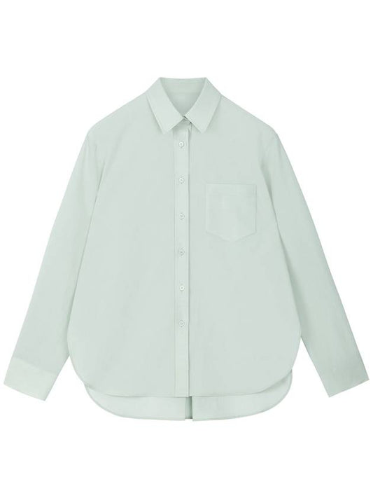 Helena Summer Linen Cotton Basic Oversized Fit Collar Long Sleeve Single Piece Shirt Aloe HELENA13AE - RAMUSTUDIO - BALAAN 1