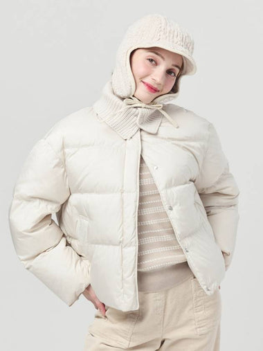 Women s Knit Collar Color Scheme Down Padded Ivory Jacket DO6242JP11 - DOYOUKNOWMC GOLF WEAR - BALAAN 1