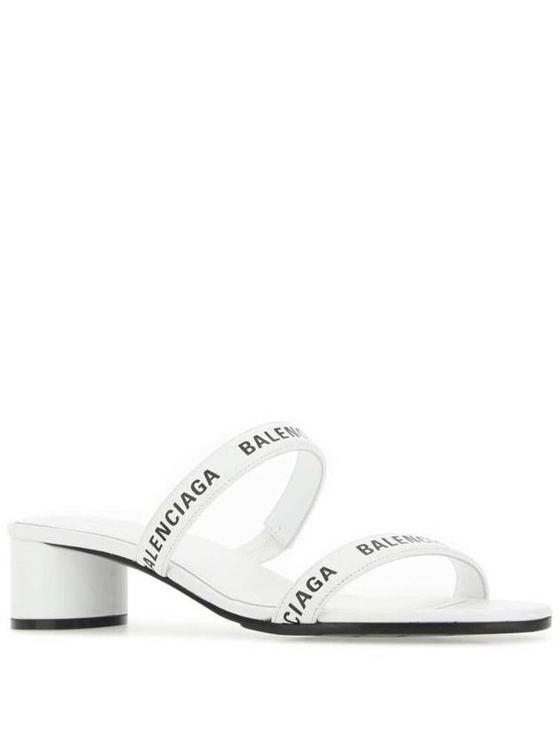 Logo Strap Round Sandal Heels White - BALENCIAGA - BALAAN 3