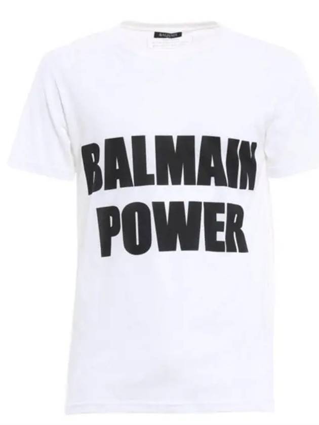 Men's Logo Print Short Sleeve TShirt White S6H J601 I601 100 - BALMAIN - BALAAN 1