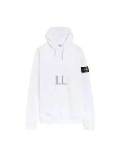 Wappen Patch Brushed Cotton Fleece Hoodie White - STONE ISLAND - BALAAN 2