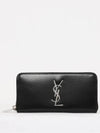 Monogram Silver Logo Long Wallet Black - SAINT LAURENT - BALAAN.