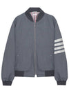 Diagonal Striped Knit Rib Blouson Bomber Jacket Grey - THOM BROWNE - BALAAN 2