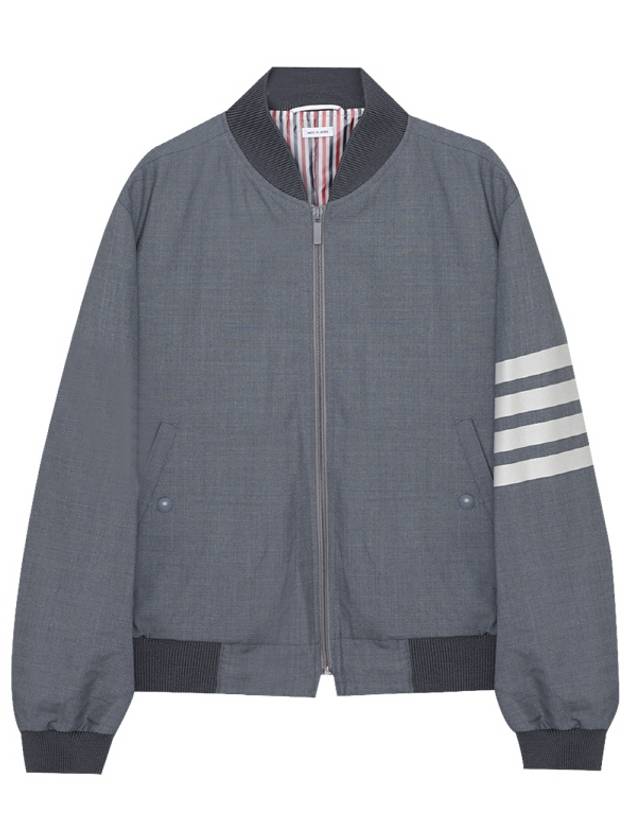 Diagonal Striped Knit Rib Blouson Bomber Jacket Grey - THOM BROWNE - BALAAN 2