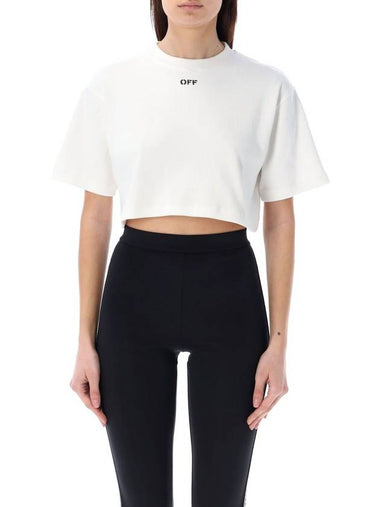 Off stamp rib cropped tee - OFF WHITE - BALAAN 1