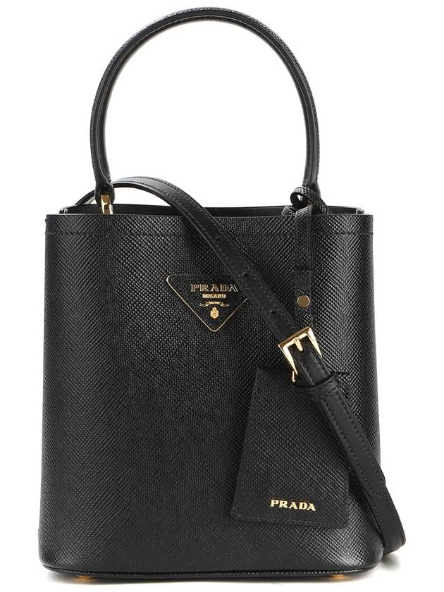 Panier Saffiano Leather Small Tote Bag Black - PRADA - BALAAN 2