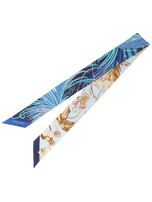 Animals Print Mini Scarf Marine Blue - SALVATORE FERRAGAMO - BALAAN 3