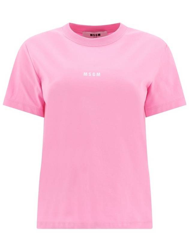 Micro Logo Short Sleeve T-Shirt Pink - MSGM - BALAAN 1