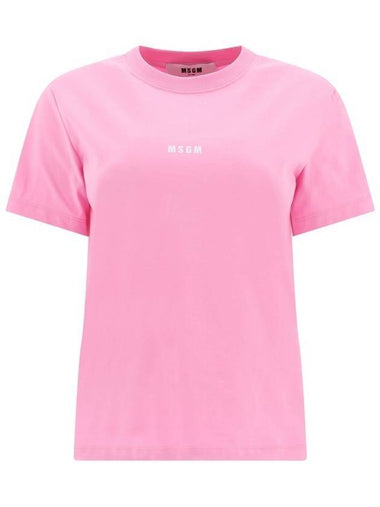 Micro Logo Short Sleeve T-Shirt Pink - MSGM - BALAAN 1