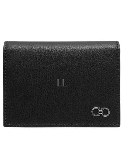 Gancini Leather Card Wallet Black - SALVATORE FERRAGAMO - BALAAN 2