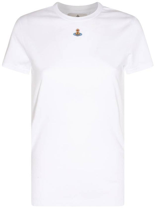 Embroided ORB Peru Short Sleeve T-Shirt White - VIVIENNE WESTWOOD - BALAAN 1