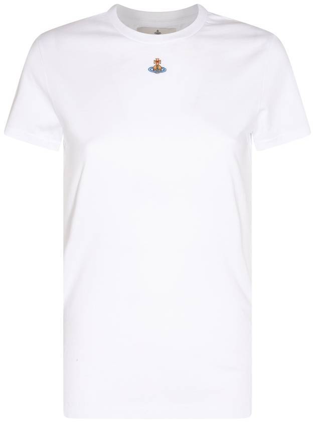 Embroided ORB Peru Short Sleeve T-Shirt White - VIVIENNE WESTWOOD - BALAAN 1