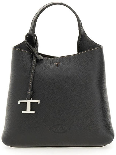 Logo Mini Leather Tote Bag Black - TOD'S - BALAAN 2