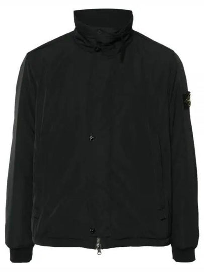 Logo Micro Twill Zip Up Jacket Black - STONE ISLAND - BALAAN 2