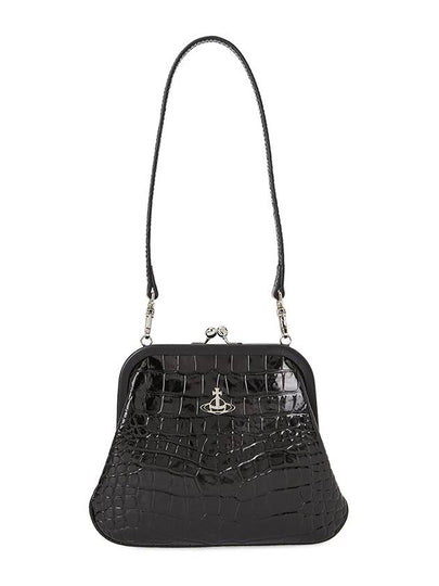 ORB Stud Croc Leather Clutch Bag Black - VIVIENNE WESTWOOD - BALAAN 2