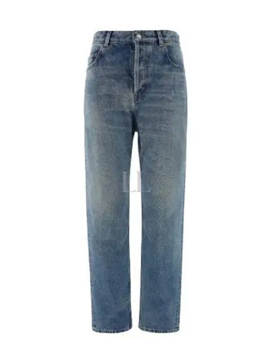 Vanessa High Waist Denim Straight Jeans Blue - SAINT LAURENT - BALAAN 2