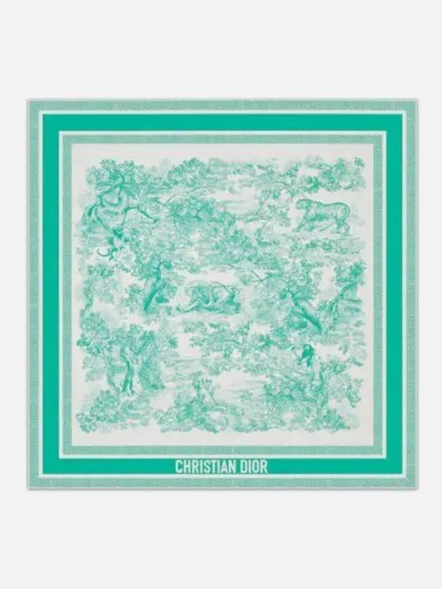 Toile de Jouy Sauvage 90 Square Scarf White Aqua - DIOR - BALAAN 1