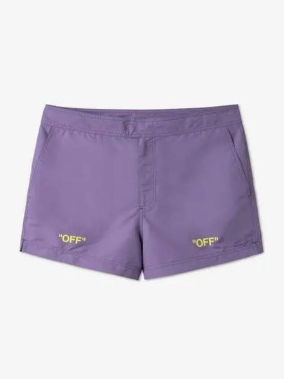 Logo Printing Swim Shorts Purple - OFF WHITE - BALAAN 2