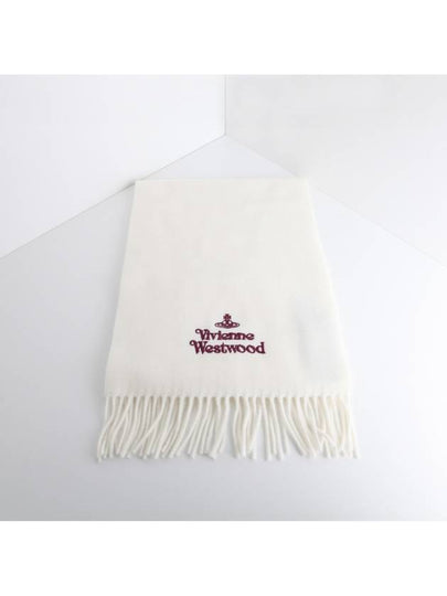 Logo Wool Fringe Muffler White - VIVIENNE WESTWOOD - BALAAN 2