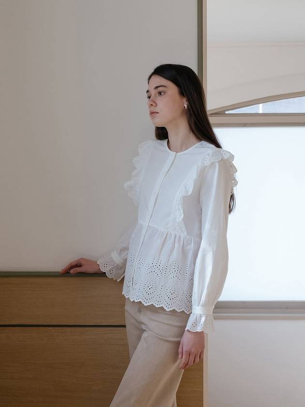 white lace trim shirt - YOUNESS - BALAAN 5