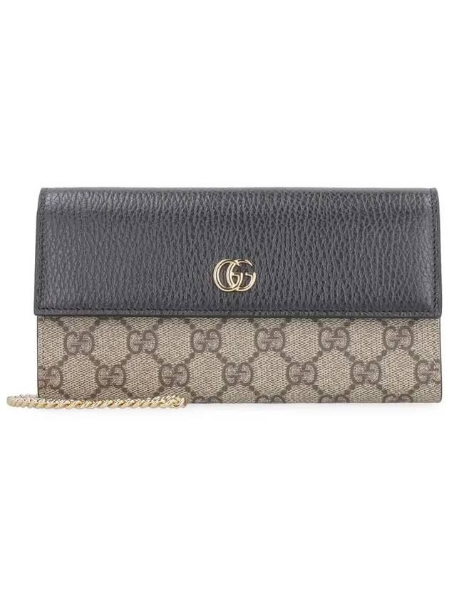 GG Marmont Chain Cross Bag Black Leather GG Supreme - GUCCI - BALAAN 2