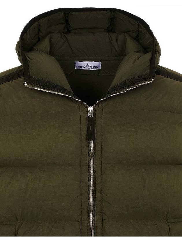 Seamless Logo Nylon Hooded Down Jacket Olive - STONE ISLAND - BALAAN 4