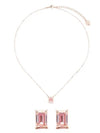 Millenia Octagon Cut Earrings Necklace Set Pink - SWAROVSKI - BALAAN 1