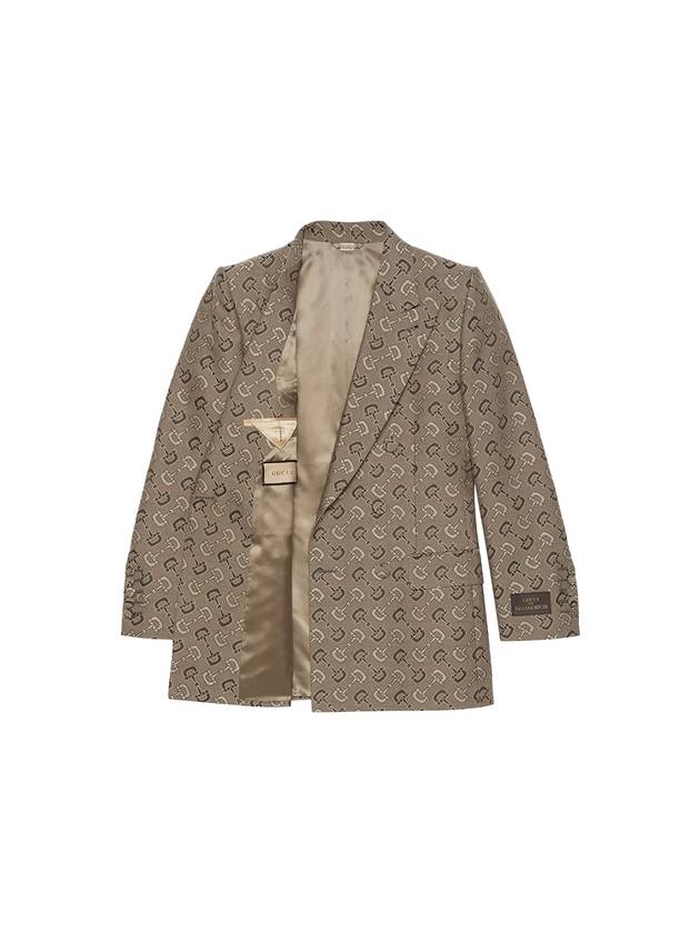 Maxi Horsebit Cotton Jacket Beige Brown - GUCCI - BALAAN 3