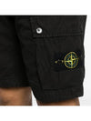 Logo Cotton Slim Cargo Shorts Black - STONE ISLAND - BALAAN 4