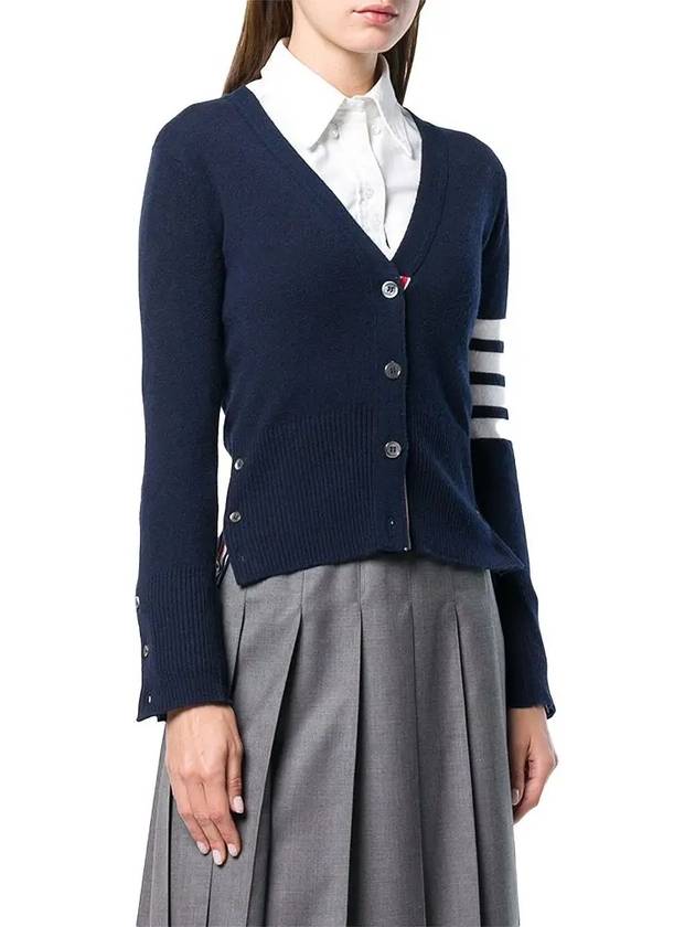 4-Bar V-Neck Cashmere Cardigan Navy - THOM BROWNE - BALAAN 2